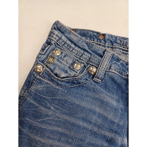 Miss Me Capri Bermuda Short Rhinestone Blue Sz 12 - Picture 7 of 12